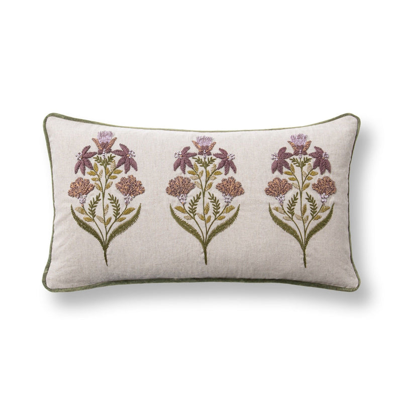 TD Belcourt 14" x 26" Pillow - Floral Multi / Olive Green - R&R Furniture Gallery (Fountain Valley, CA)