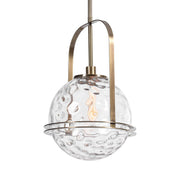 Uttermost Mimas 1 Light Globe Pendant in gold hanging light fixture with a sleek, modern design and clear glass globe.