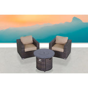 Rattan Patio Set With Comfortable Cushions And Fire Pit - R&R Furniture Gallery (Fountain Valley, CA)