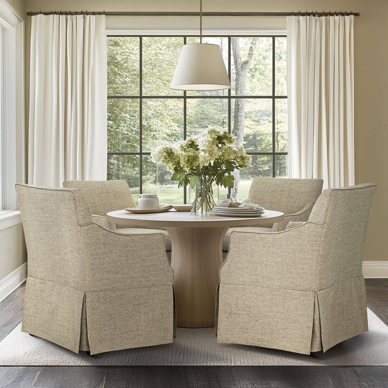 London - Upholstered Skirted Dining Arm Chair - R&R Furniture Gallery (Fountain Valley, CA)