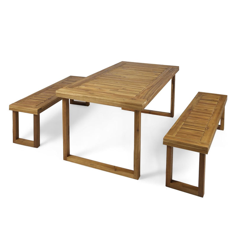 Outdoor Dining Set - Sandblast Natural Finish - R&R Furniture Gallery (Fountain Valley, CA)