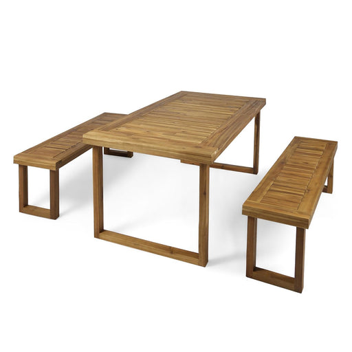Outdoor Dining Set - Sandblast Natural Finish - R&R Furniture Gallery (Fountain Valley, CA)