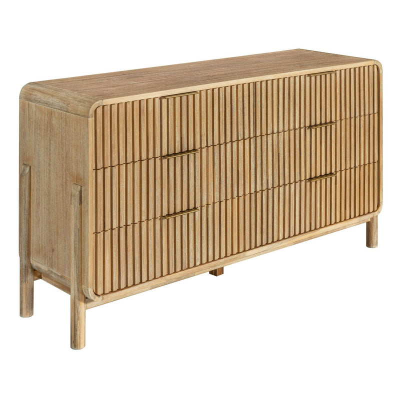 Liam + Mikala - Modern Ivory Fabric + Natural Oak 4-Piece Bedroom Set — view 4
