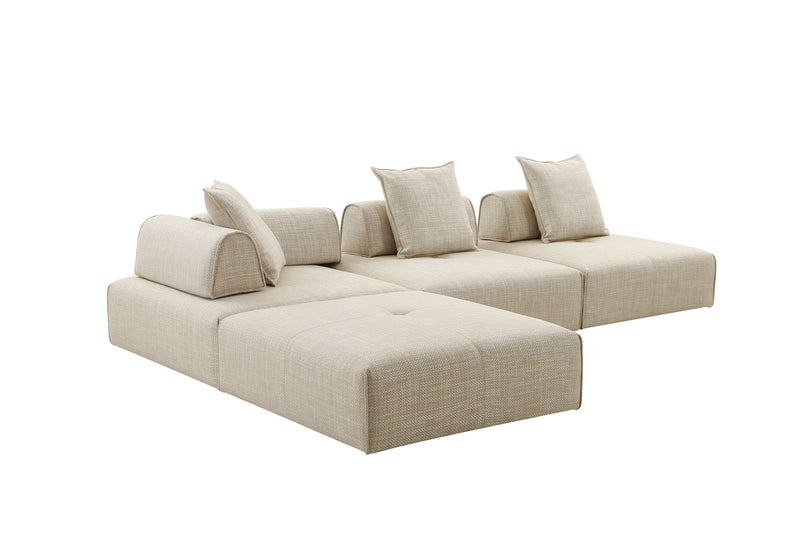 Mondo - Modern Modular Beige Fabric Armless Seat — view 2