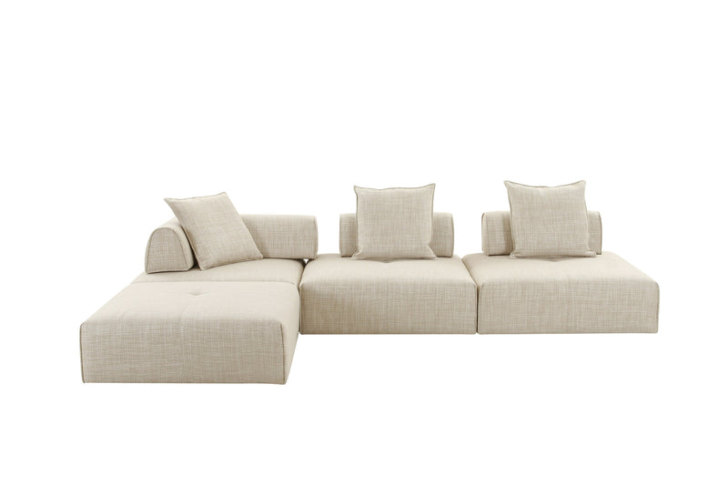 Mondo - Modern Modular Beige Fabric Armless Seat — view 3