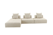 Mondo - Modern Modular Beige Fabric Armless Seat — view 4