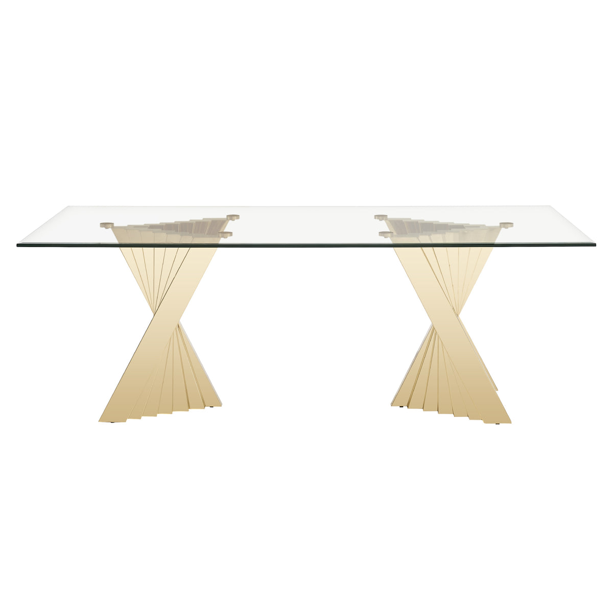 Buquet - Glam Glass + Champagne Gold Rectangular Dining Table — view 2