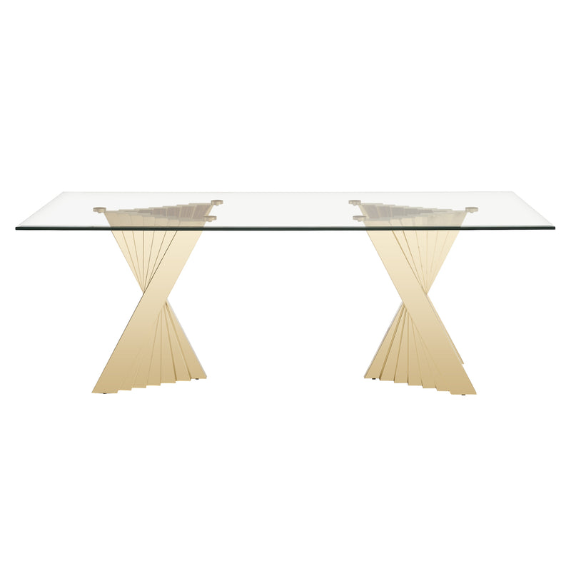 Buquet - Glam Glass + Champagne Gold Rectangular Dining Table — view 2