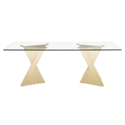 Buquet - Glam Glass + Champagne Gold Rectangular Dining Table — view 2