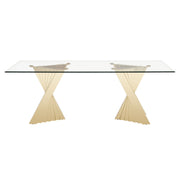 Buquet + Linda - Glam Champagne Gold + Black Velvet 5-Piece Dining Set