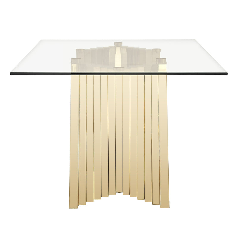 Buquet - Glam Glass + Champagne Gold Rectangular Dining Table — view 5