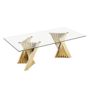 Buquet - Glam Glass + Champagne Gold Rectangular Dining Table — view 4