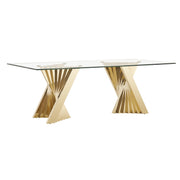 Buquet - Glam Glass + Champagne Gold Rectangular Dining Table — view 3