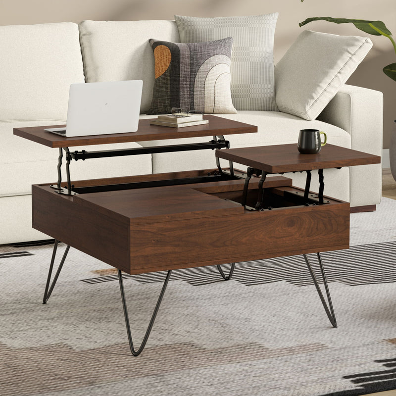 Hunter - Square Lift Top Coffee Table - Walnut - R&R Furniture Gallery (Fountain Valley, CA)