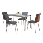 Lumi Source Fuji Mason 5-piece swivel contemporary dining set with glass table and matching chairs, modern design for dining room.
