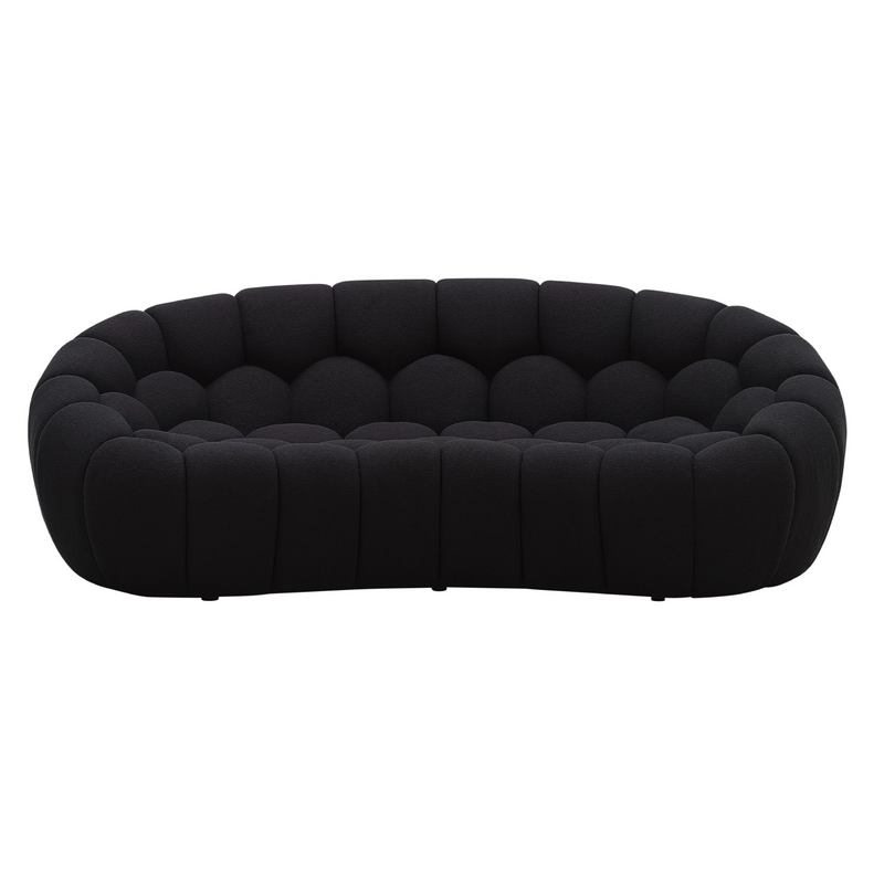 Yolonda - Modern Curved Black Fabric Loveseat — view 5