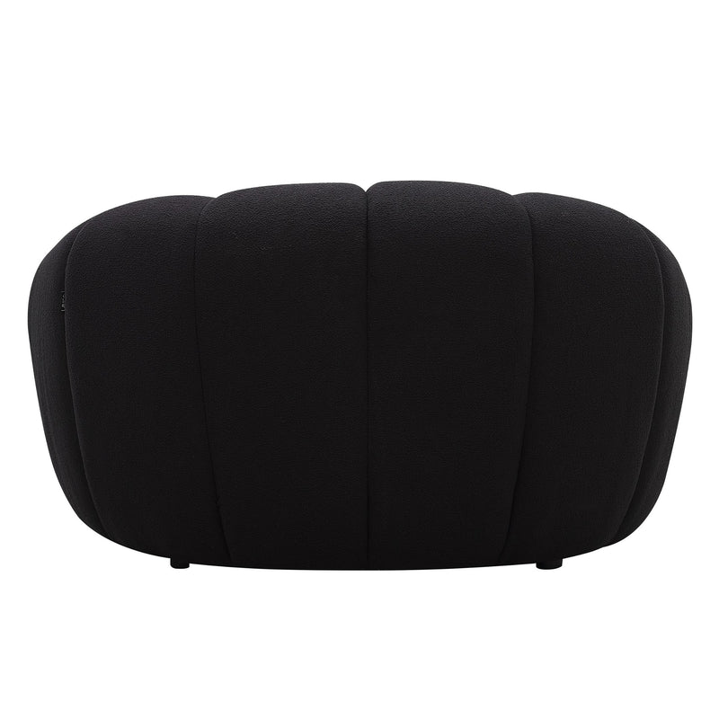 Yolonda - Modern Curved Black Fabric Chair — view 3