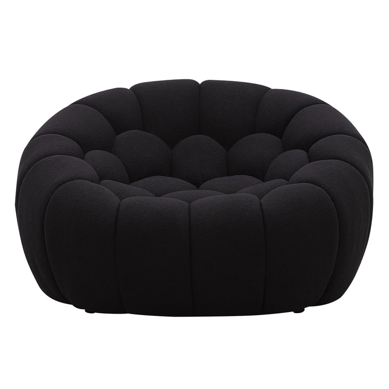 Yolonda - Modern Curved Black Fabric Chair — view 2