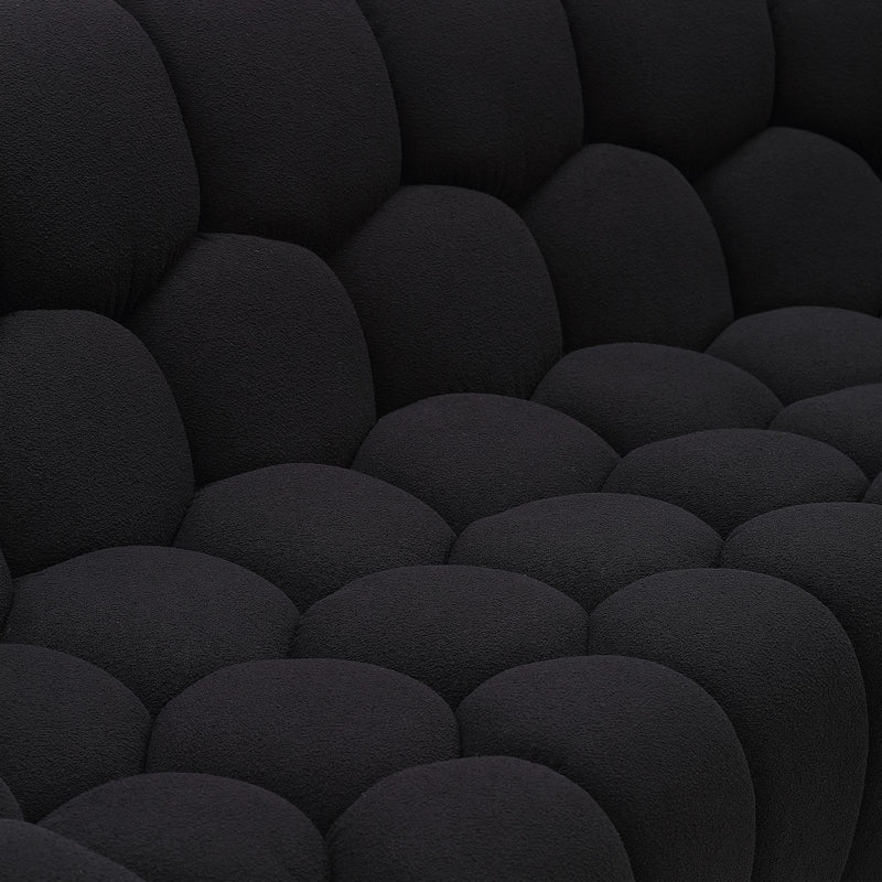 Yolonda - Modern Curved Black Fabric Chair — view 4