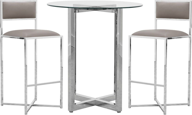 Amalfi X-Base Bar Stool in Taupe Leather