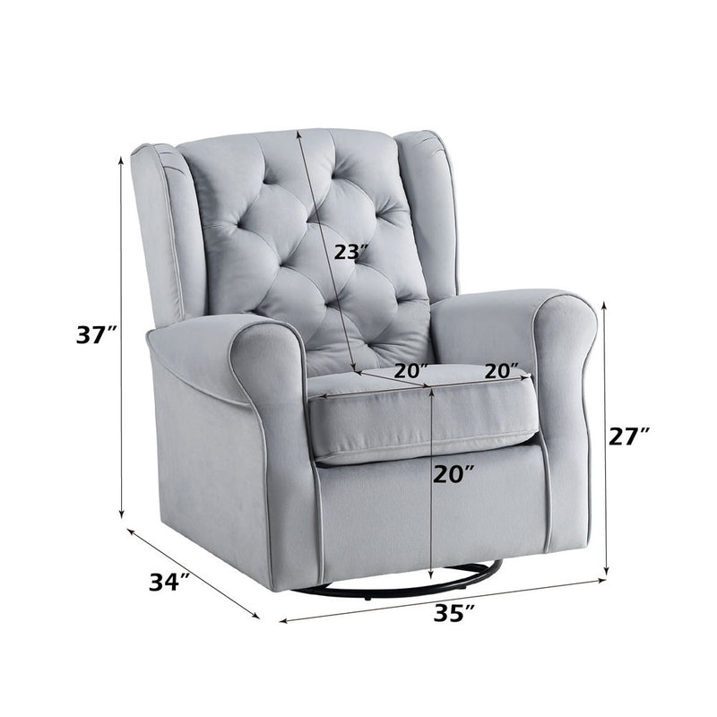 Zeger - Swivel Chair With Glider - Gray Fabric - R&R Furniture Gallery (Fountain Valley, CA)