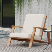 Noble House outdoor patio lounge arm chair with cushioned seat and backrest, ideal for outdoor relaxation and patio seating.