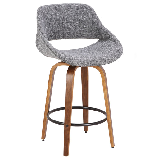 Lumi Source Fabrico mid-century modern counter stool with inviting design, 24-27 inch height, wooden seat and metal base.