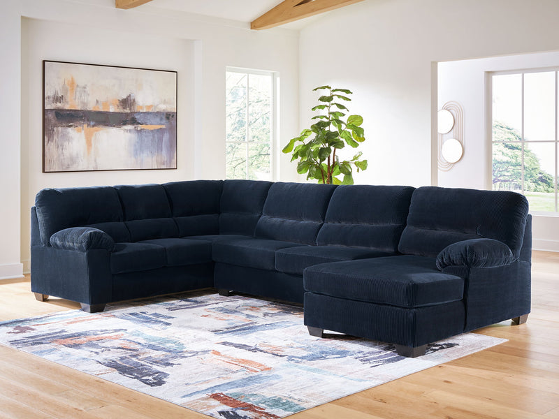 Signature Design by Ashley SimpleJoy sectional sofa, beige stationary sectional with plush cushions and modern design.
