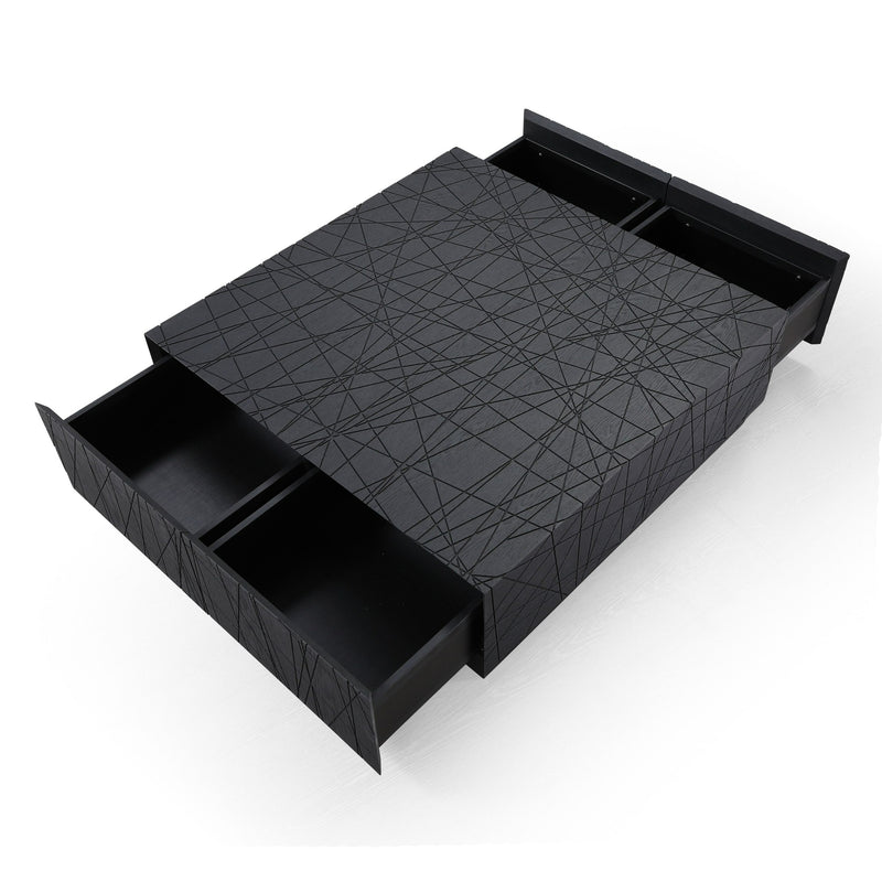 Kenda - Modern Black Oak Square Coffee Table With Storage — view 5