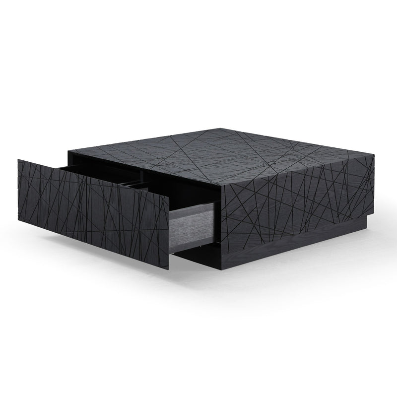 Kenda - Modern Black Oak Square Coffee Table With Storage — view 3