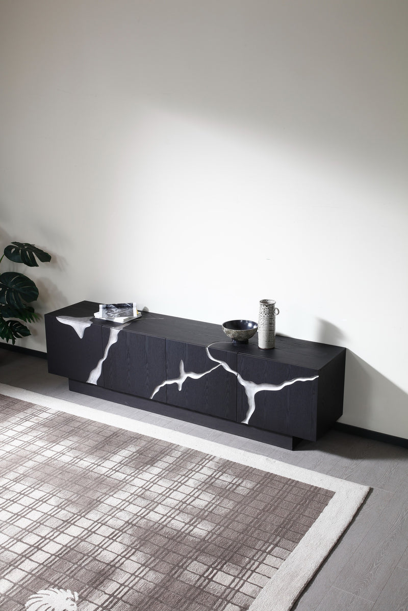 Aspen - Modern Matte Brown Ash & Silver TV Stand — view 2