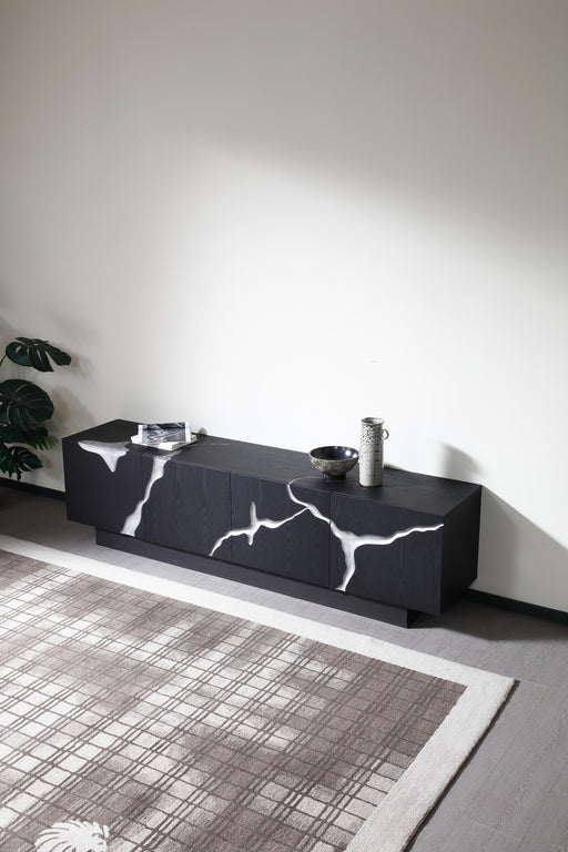 Aspen - Modern Matte Brown Ash & Silver TV Stand — view 2