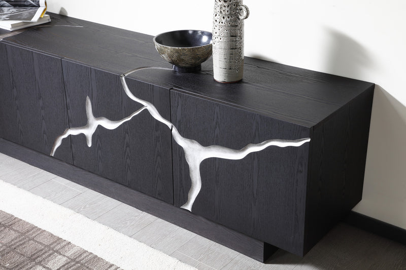 Aspen - Modern Matte Brown Ash & Silver TV Stand — view 3