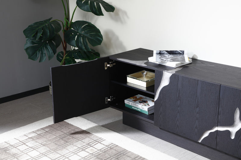 Aspen - Modern Matte Brown Ash & Silver TV Stand — view 4