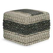 Simpli-Home Grady handcrafted square accent pouf with fabric upholstery and cushioned top for versatile seating or decor.