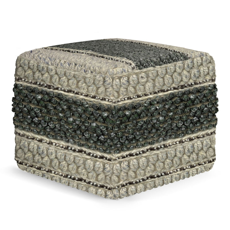 Simpli-Home Grady handcrafted square accent pouf with fabric upholstery and cushioned top for versatile seating or decor.