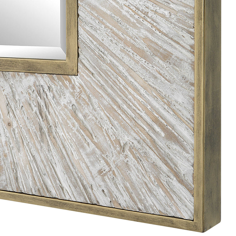 Gold square accent mirror by Uttermost, featuring a sleek modern design and a polished gold frame.