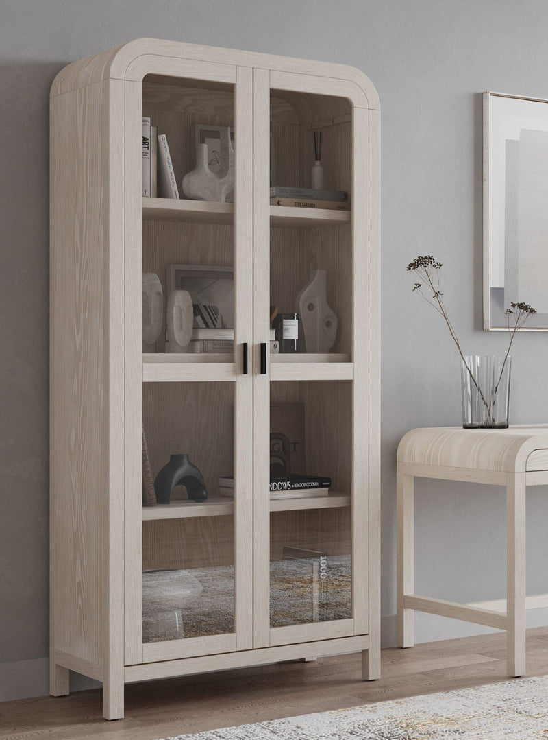 Drake Glass Door Wooden Bookcase in Sugar
