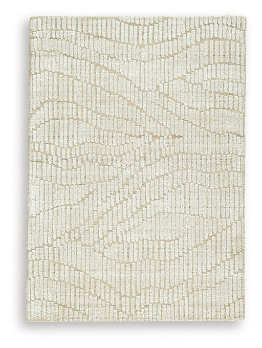 Signature Design by Ashley Jaseena area rug with intricate pattern, soft texture, and neutral colors, ideal for living room or bedroom.