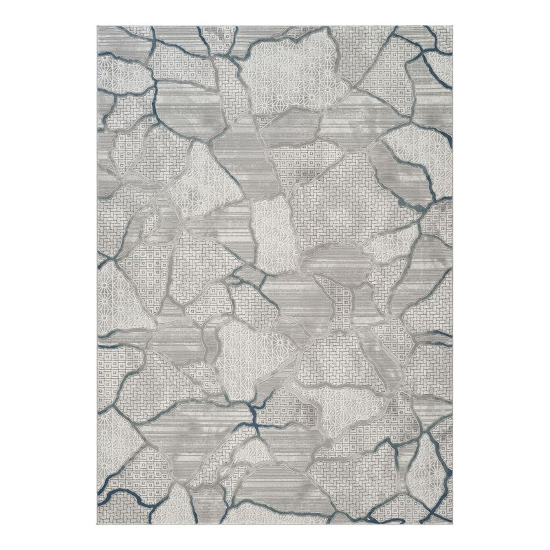 Geometrix - 5'3" X 7'3" Area Rug, Geometric 3D Effect - Gray / Ivory - R&R Furniture Gallery (Fountain Valley, CA)