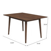 Ashcroft Furniture Mary modern rectangular dining table in a kitchen setting, showcasing sleek wood finish and sturdy design.