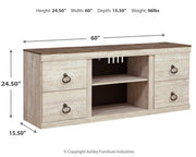 Willowton - TV Stand With Fireplace Option - R&R Furniture Gallery (Fountain Valley, CA)
