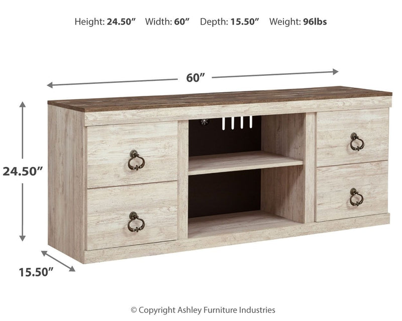 Willowton - TV Stand With Fireplace Option - R&R Furniture Gallery (Fountain Valley, CA)
