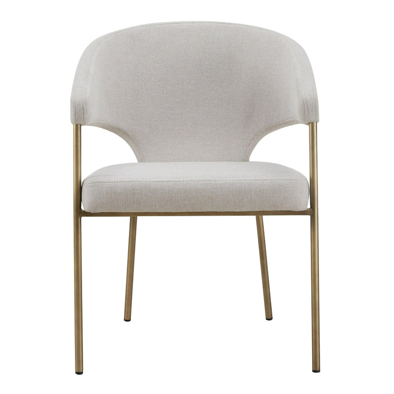 Claudine - Modern Off-White Fabric & Brass Dining Chair — view 4