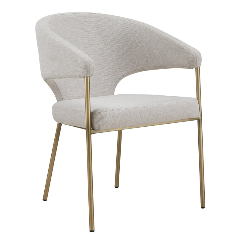 Claudine - Modern Off-White Fabric & Brass Dining Chair — view 3