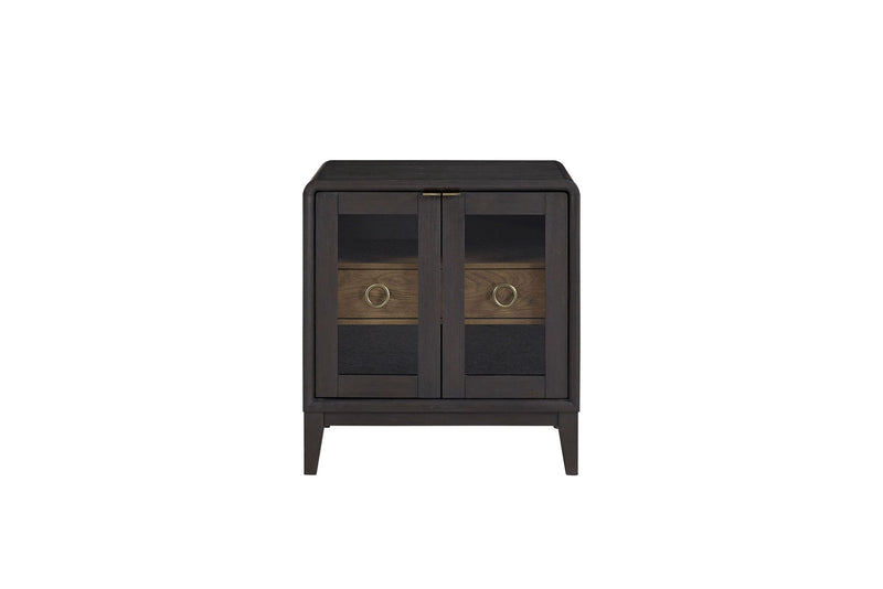 Glass Door Nightstand - Black - R&R Furniture Gallery (Fountain Valley, CA)