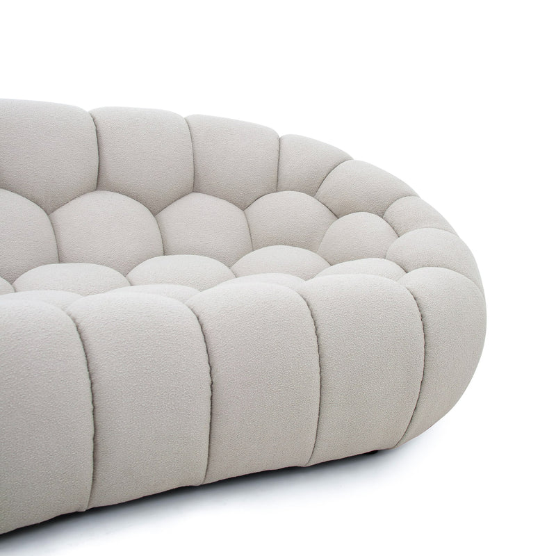 Yolonda - Modern Curved Beige Fabric Sofa — view 2
