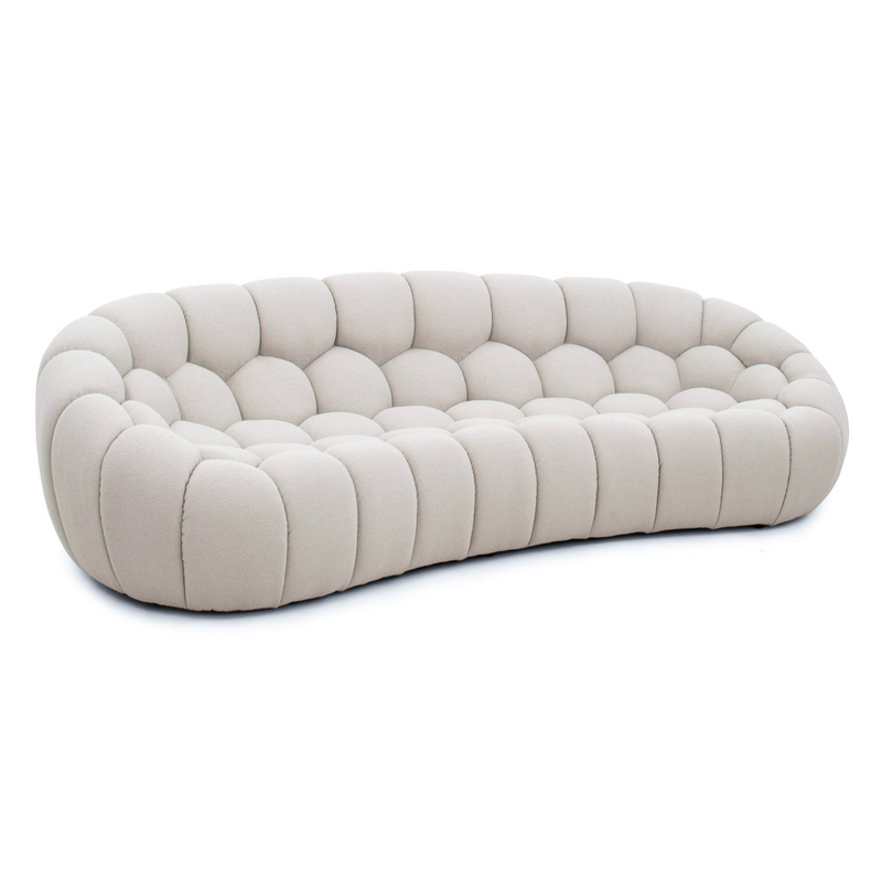 Yolonda - Modern Curved Beige Fabric Sofa — view 5