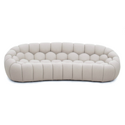 Yolonda - Modern Curved Beige Fabric Sofa — view 4