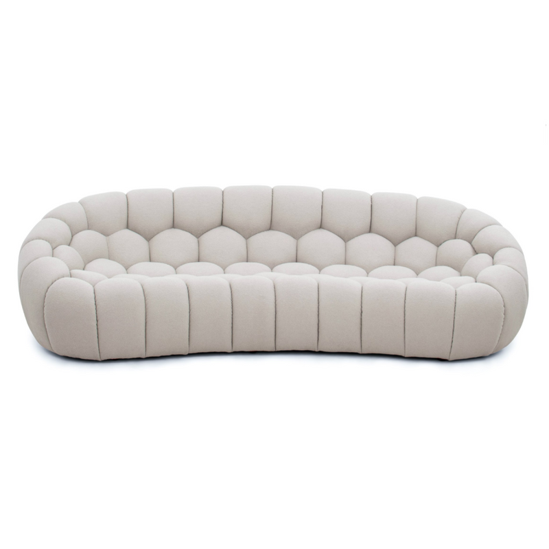 Yolonda - Modern Curved Beige Fabric Sofa — view 4